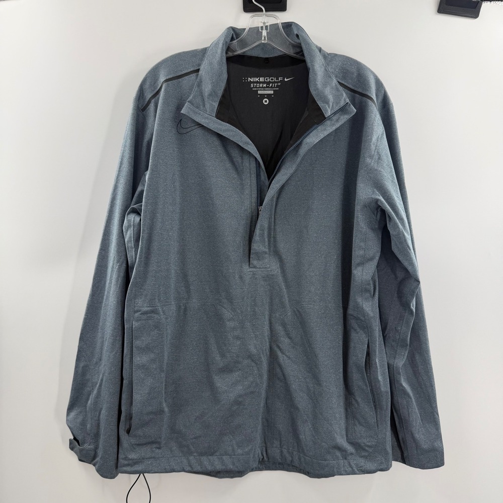 Nike Golf Storm-Fit 10 Mens Blue Heathered Quarter Zip Pullover Jacket M